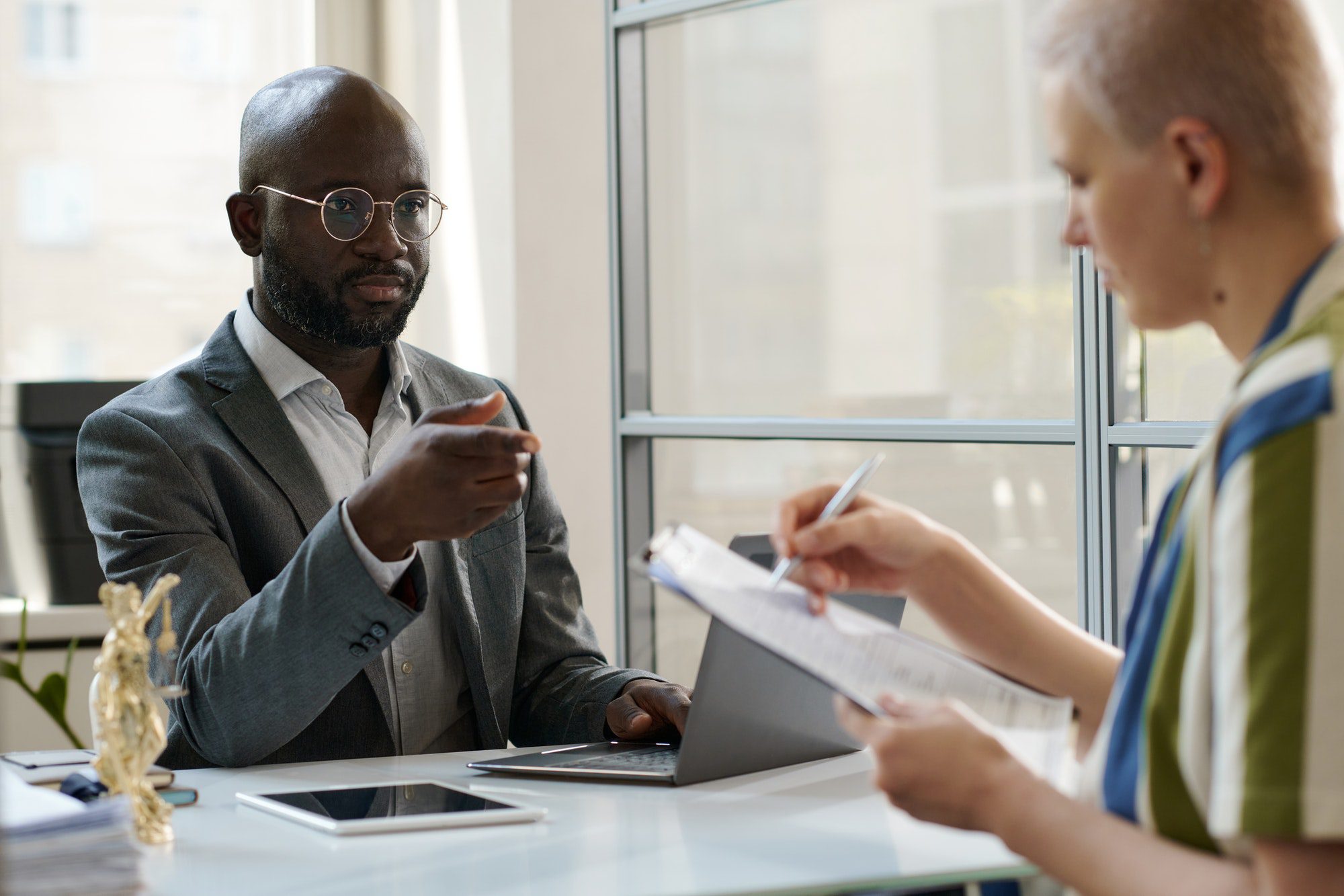 Lawyer having consultation with client